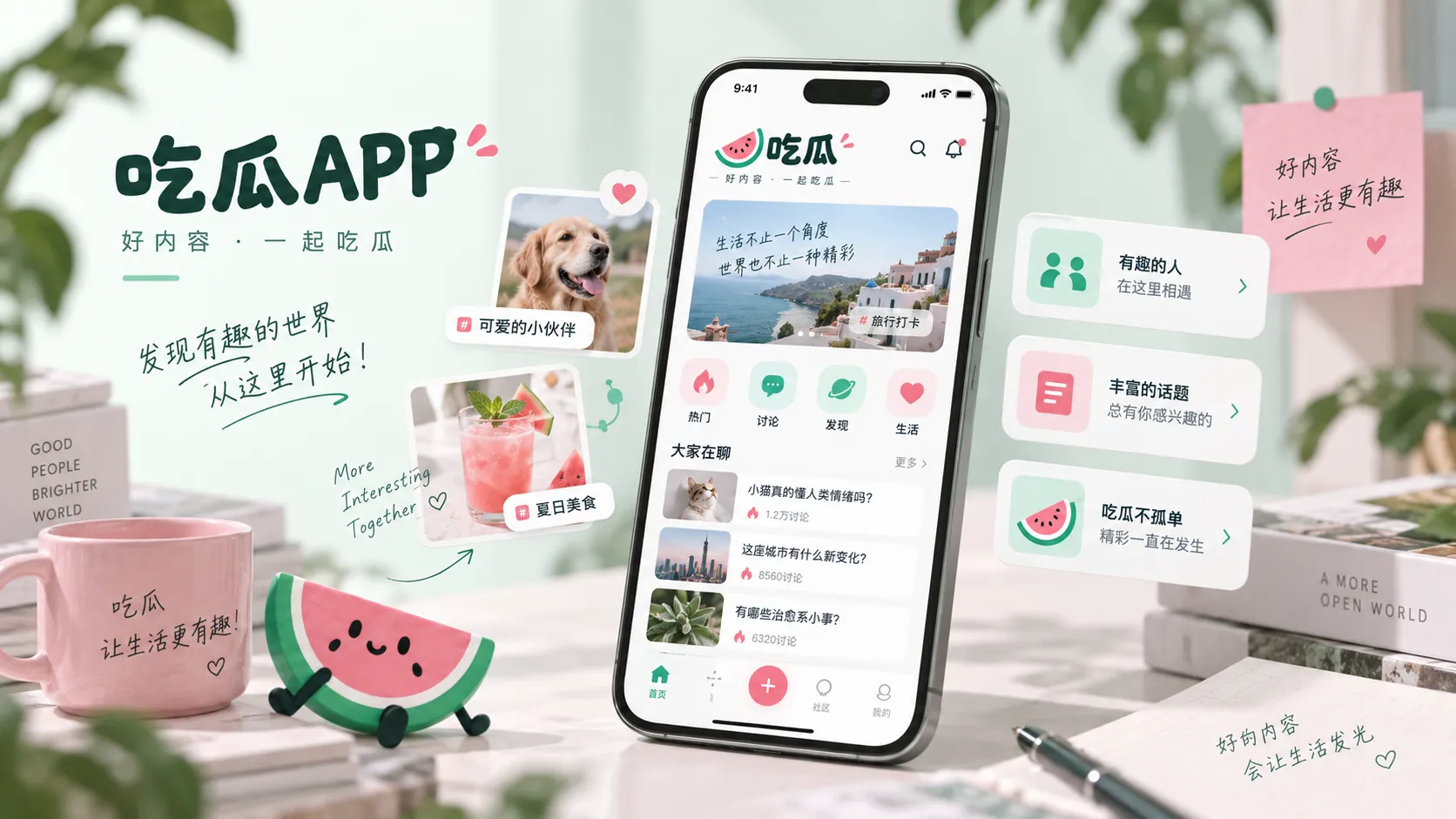 手机浏览吃瓜内容的界面示意